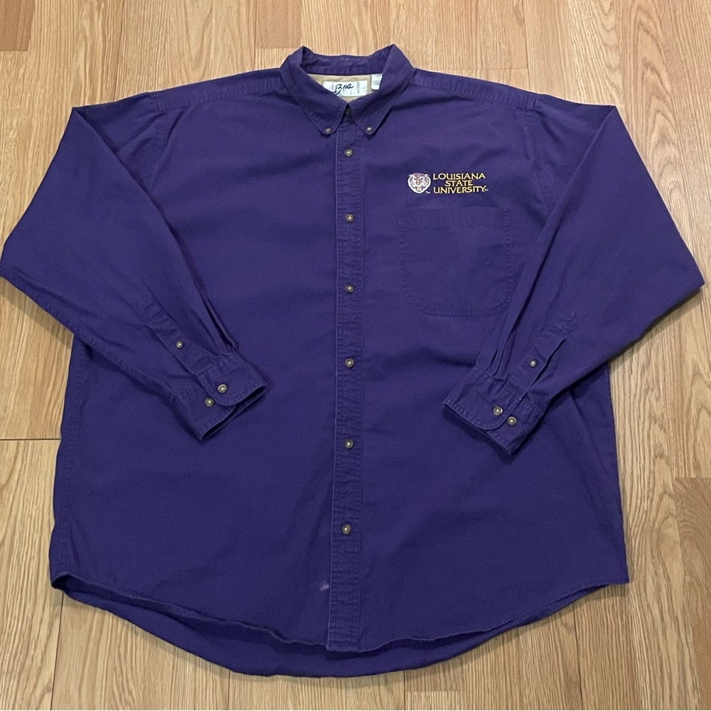 BOA LSU Men’s XL Long Sleeve Button Down Shirt Purple Louisiana Tigers Sports